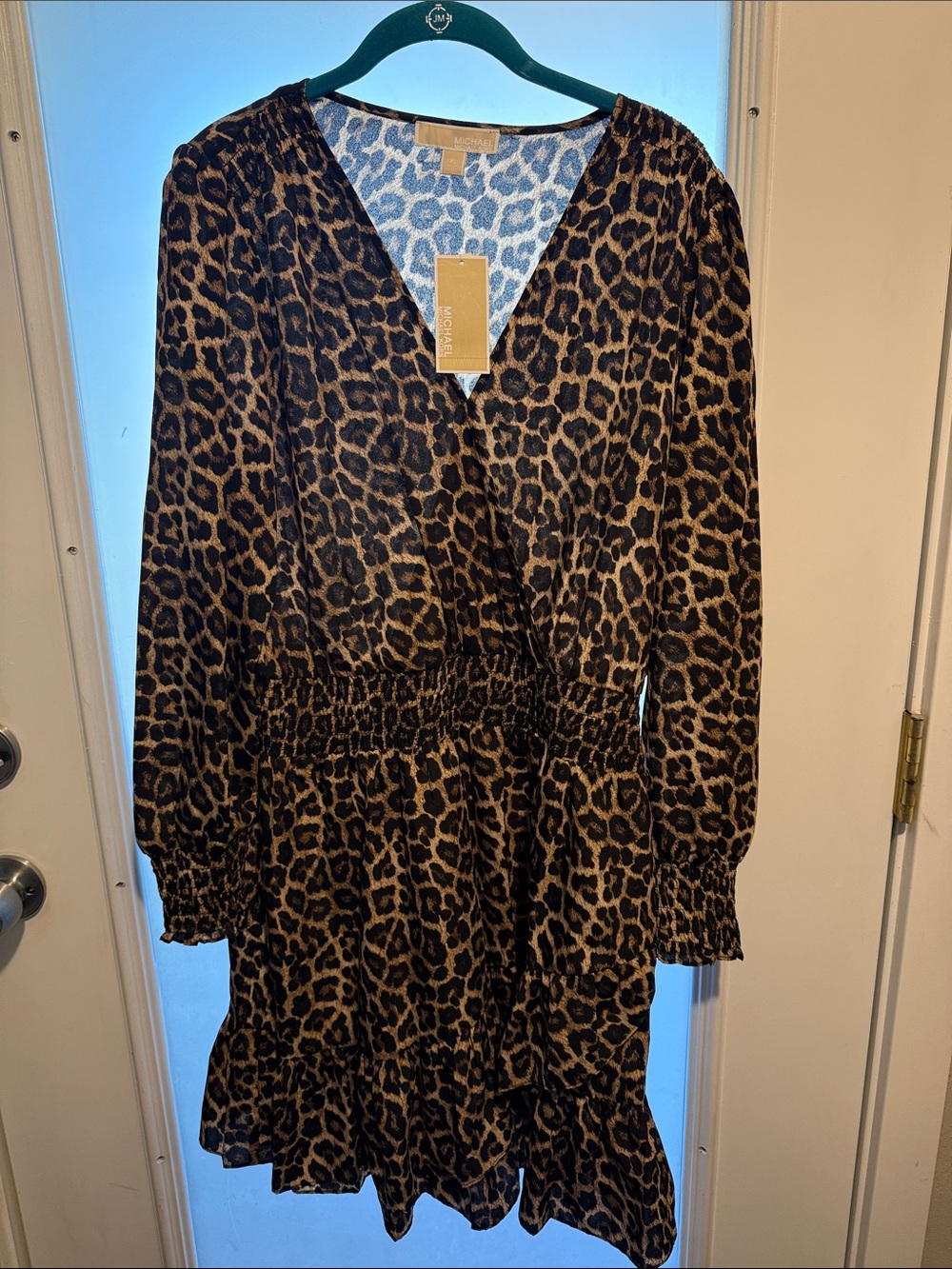 Michael Kors Brown and Black Leopard Print Wrap Dress